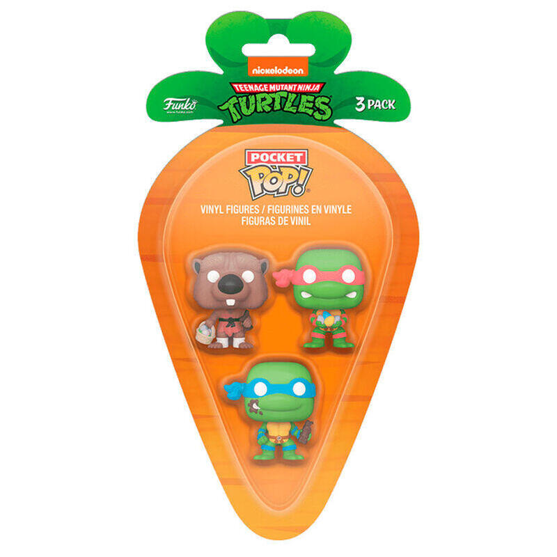 Blister 3 Figuras Carrot Pocket Pop Tortugas Ninja Splinter Leonardo Raphael