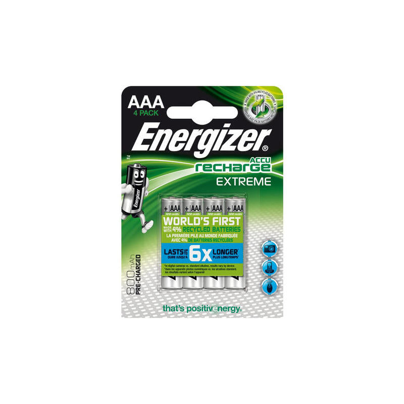 Blister 4 Pilas Recargables Aaa Extreme Potencia 800 Mah Tipo Hr03 Energizer Blister 4 Pilas Recargables Extreme Potencia 800 Mah Tipo Hr03 Energizer E300624400