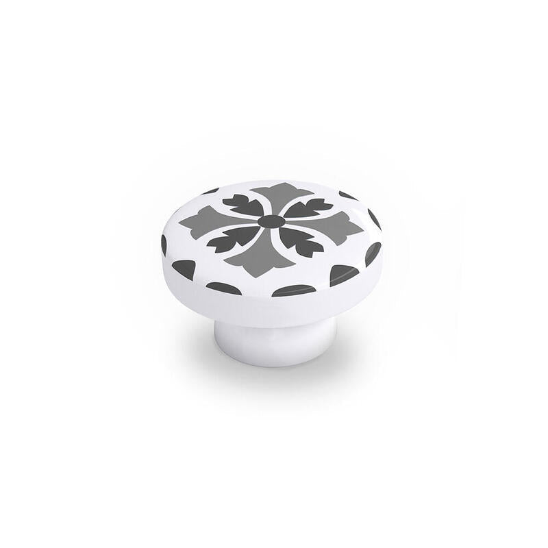 Blister Con 4 Pomos Redondos Para Mueble Fabricado En Madera Acabado Gris Mod. E243 Ø38mm Rei