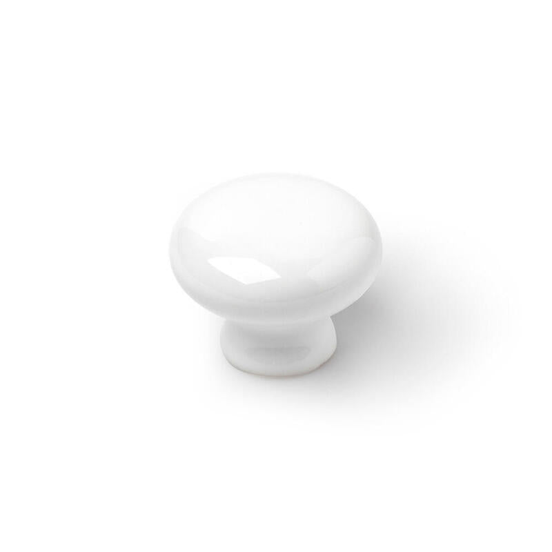 Blister Con 4 Pomos Redondos Para Mueble Fabricado En Porcelana Acabado Blanco Mod .821 Ø35mm Rei