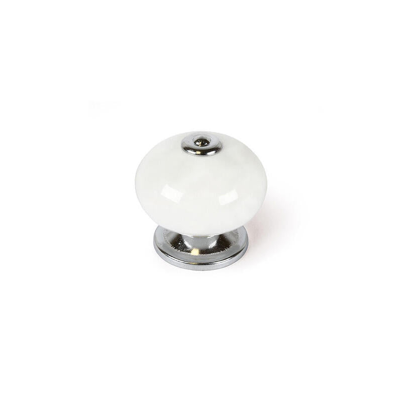 Blister Con 4 Pomos Redondos Para Mueble Fabricado En Porcelana Acabado Blanco Mod. E517 Ø40mm Rei