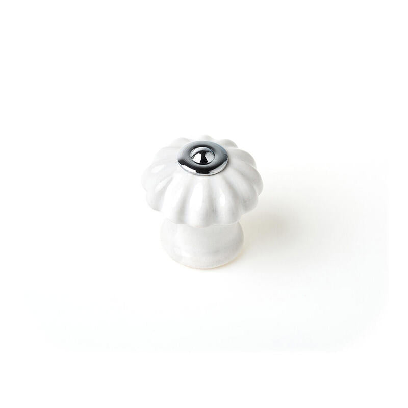 Blister Con 4 Pomos Redondos Para Mueble Fabricado En Porcelana Acabado Blanco Mod. E524 Ø28mm Rei
