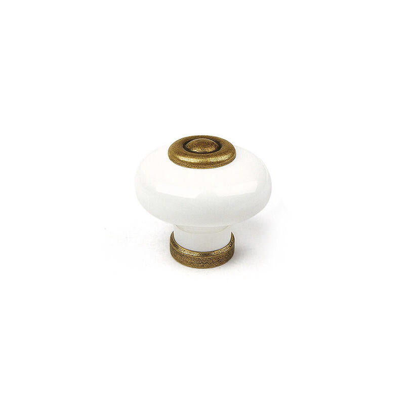 Blister Con 4 Pomos Redondos Para Mueble Fabricado En Porcelana Acabado Cuero Viejo Mod. 824 Ø31mm Rei