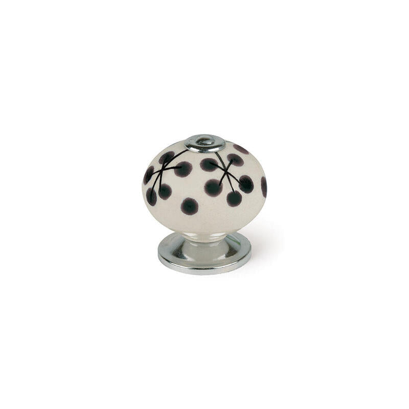 Blister Con 4 Pomos Redondos Para Mueble Fabricado En Porcelana Acabado Flor Azul Mod. E506 Ø40mm Rei