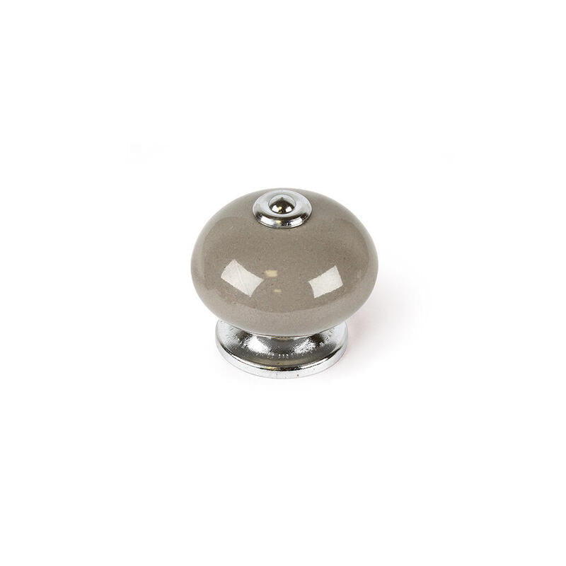 Blister Con 4 Pomos Redondos Para Mueble Fabricado En Porcelana Acabado Gris Mod. E517 Ø40mm Rei