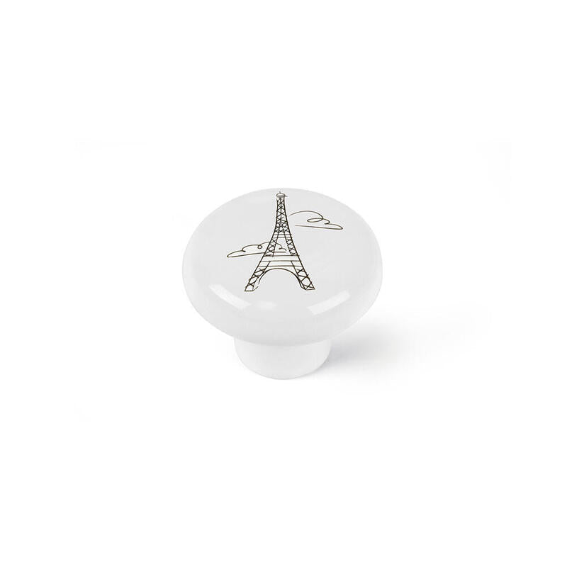Blister Con 4 Pomos Redondos Para Mueble Fabricado En Porcelana Acabado Ilustrado Mod. E816 Ø40mm Rei
