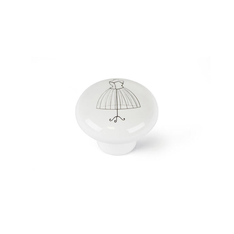 Blister Con 4 Pomos Redondos Para Mueble Fabricado En Porcelana Acabado Ilustrado Mod. E817 Ø40mm Rei