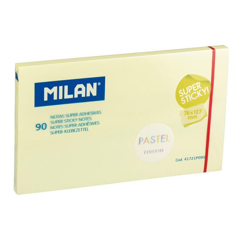 Bloc 90 Notas Super Adhesivas Amarillo Pastel 76x127mm Milan