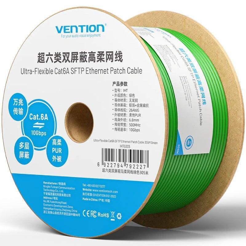 Bobina De Cable Rj45 Utp Vention Ihtg305 Cat.6a 305m Verde