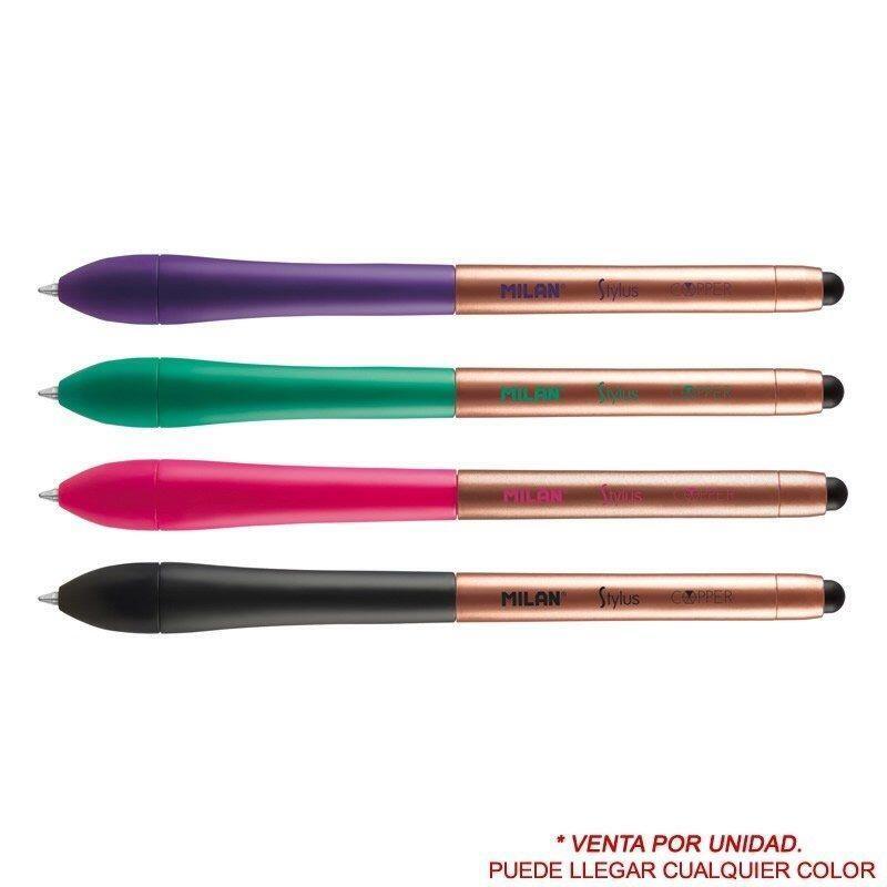 Bolígrafo Milán Stylus Copper Puntero Para Pantallas Táctiles Tinta Azul Punta 1mm Longitud Escritura Aprox. 700 Metros