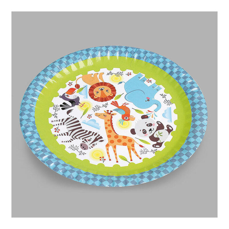 Bolsa Con 4 Platos De Carton Diseño Animales Ø23cm