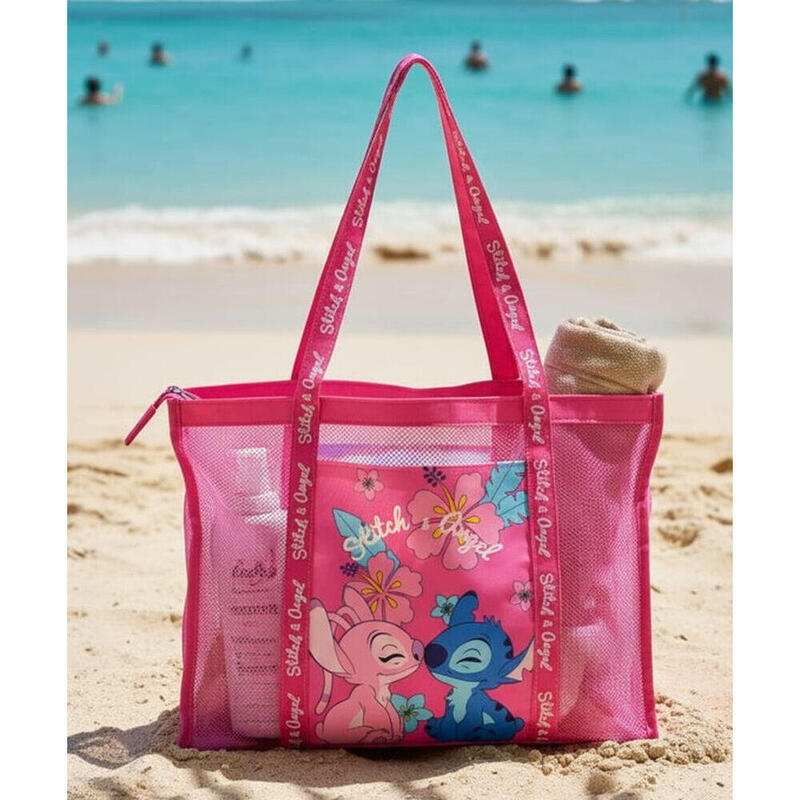 Bolsa Playa Rejilla Angel & Stitch Disney