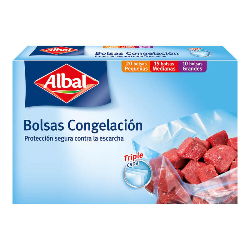 Bolsas Congelación Albal 3 Tamaños 45ud (20pq+15med+10grandes)
