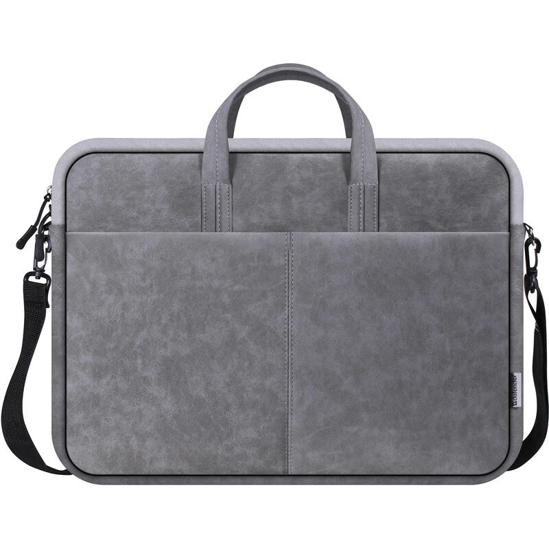 Bolso Defender Solid Leather Gris 15,6"