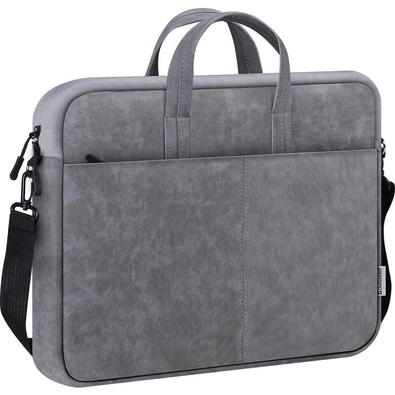 Bolso Defender Solid Leather Gris 15,6"