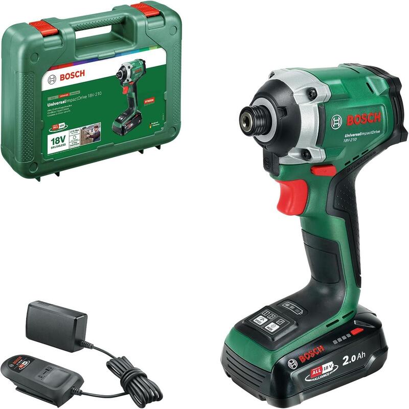 Bosch 18v System Atornillador De Impacto A Batería 18v-210 18v 2.0ah W-Bm, Cargador Al18v-20, Estuche De Transporte Incl.