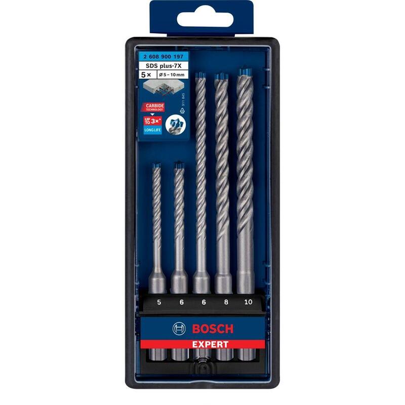 Bosch Juego De Taladro Percutor Expert Sds-Plus-7x, 5 Piezas 2608900197