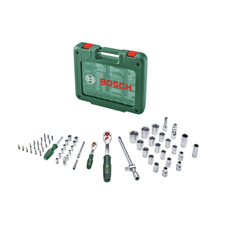 Juego De Llaves De Carraca Bosch Diy & Garden De 1/4" + 1/2" Con Llaves De Vaso, 60 Piezas