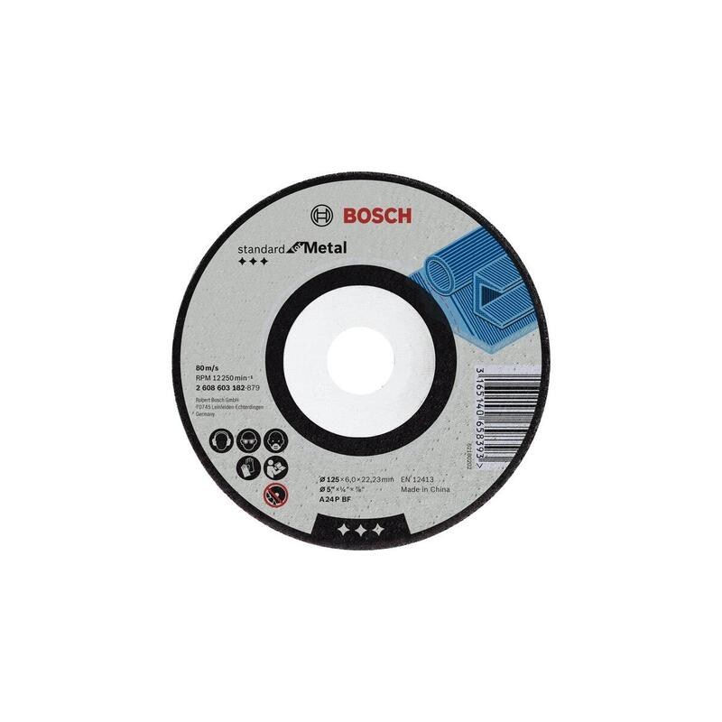 Disco Abrasivo Bosch Professional Standard Para Metal, Ø 125 Mm, Diámetro Del Disco Abrasivo 22,23 Mm, A 24 P Bf, Acodado 2608603182