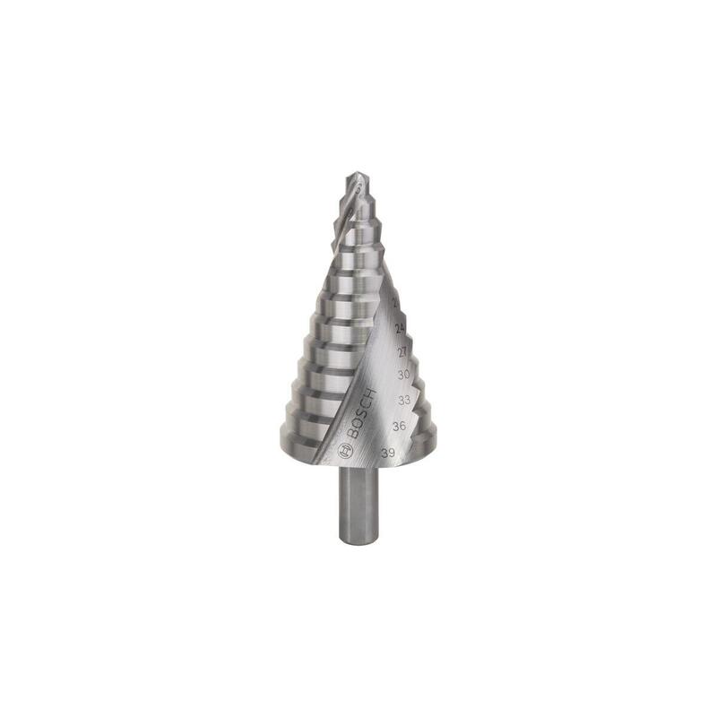 Bosch Professional Broca Escalonada Hss, Ø 6 Mm - Ø 39 Mm 12 Pasos, Con Ranura En Espiral 2608597521