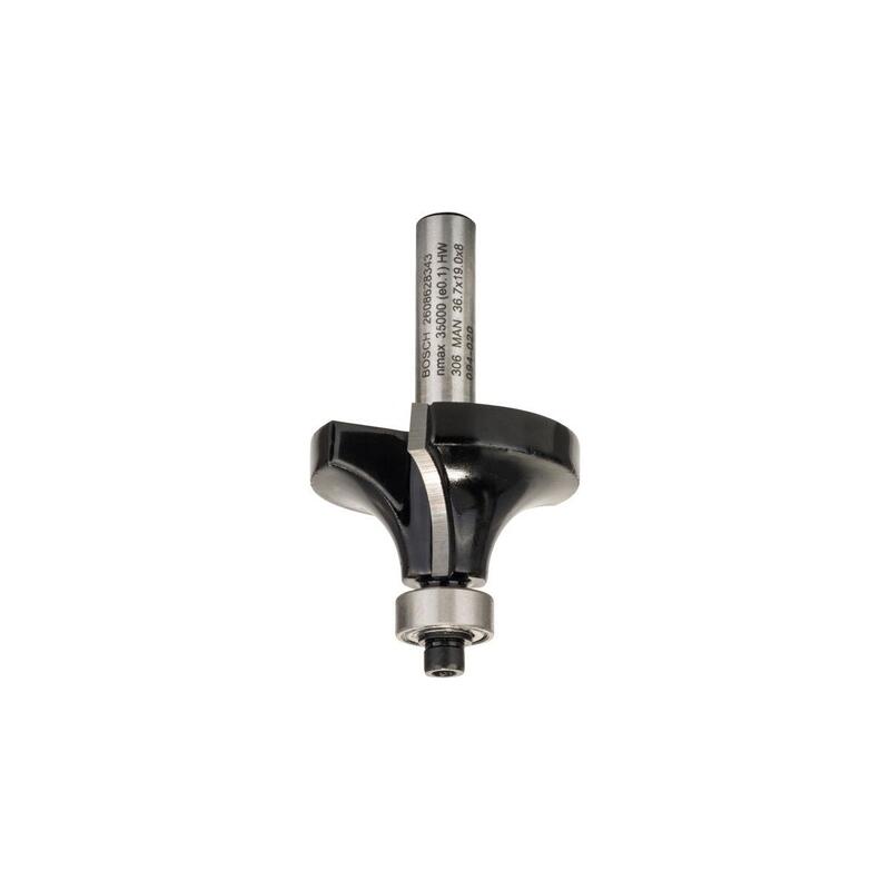 Bosch Professional Fresa Para Redondear Standard Para Madera, Radio 12 Mm, Eje Ø 8 Mm, Doble Filo, Rodamiento Axial De Bolas 2608628343