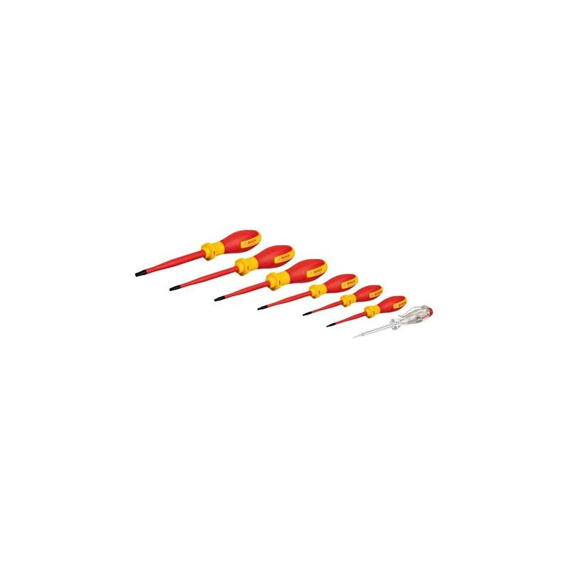 Bosch Professional Juego De Destornilladores Vde Tx Professional, 7 Piezas Rojo/Amarillo, 6 Destornilladores Vde, Comprobador De Fase Sl3 1600a02nf8