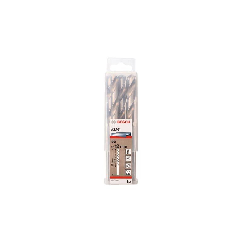 Bosch Professional Para Metal Hss-G, Ø 12 Mm 5 Piezas, Longitud Útil 101 Mm 2608595081