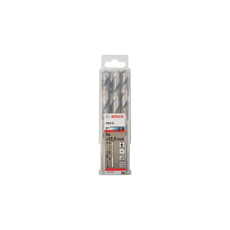 Bosch Professional Para Metal Hss-G, Ø 12,5 Mm 5 Piezas, Longitud Útil 101 Mm 2608595082