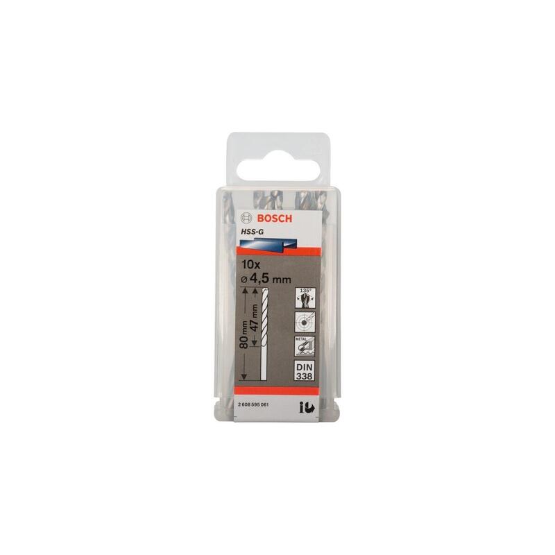 Bosch Professional Para Metal Hss-G, Ø 4,5 Mm 10 Piezas, Longitud Útil 47 Mm 2608595061