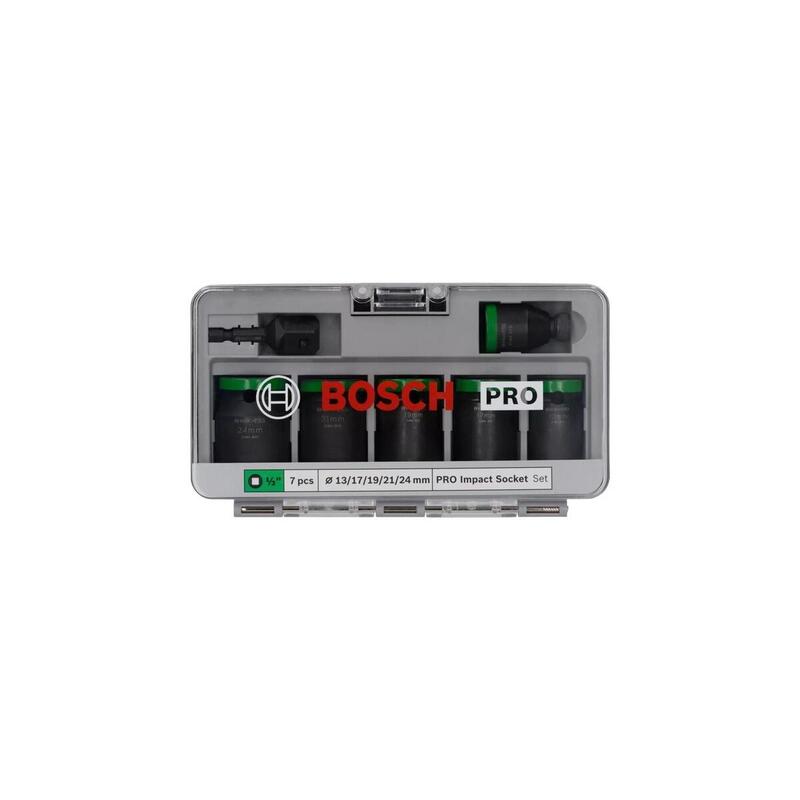 Bosch Professional Pro Juego De Llaves De Vaso De Impacto 1/2", 7 Piezas, Negro, Estándar 2608003032