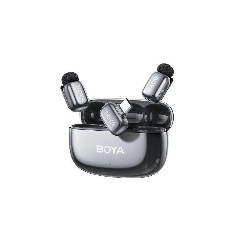 Boya Microphone Wireless Mini 2-02 2.4ghz, Ai Powered Noise Cancellation With 2 Transmitters And 1 Receiver (Type-C) Space Gray Eu