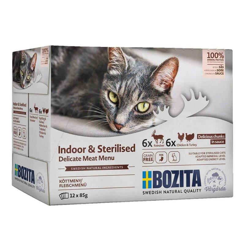 Bozita Canapés Esterilizados En Salsa Con Carne Multibox 12 X 85 G Pouch Comida Húmeda Para Gatos En Bolsa De Porciones