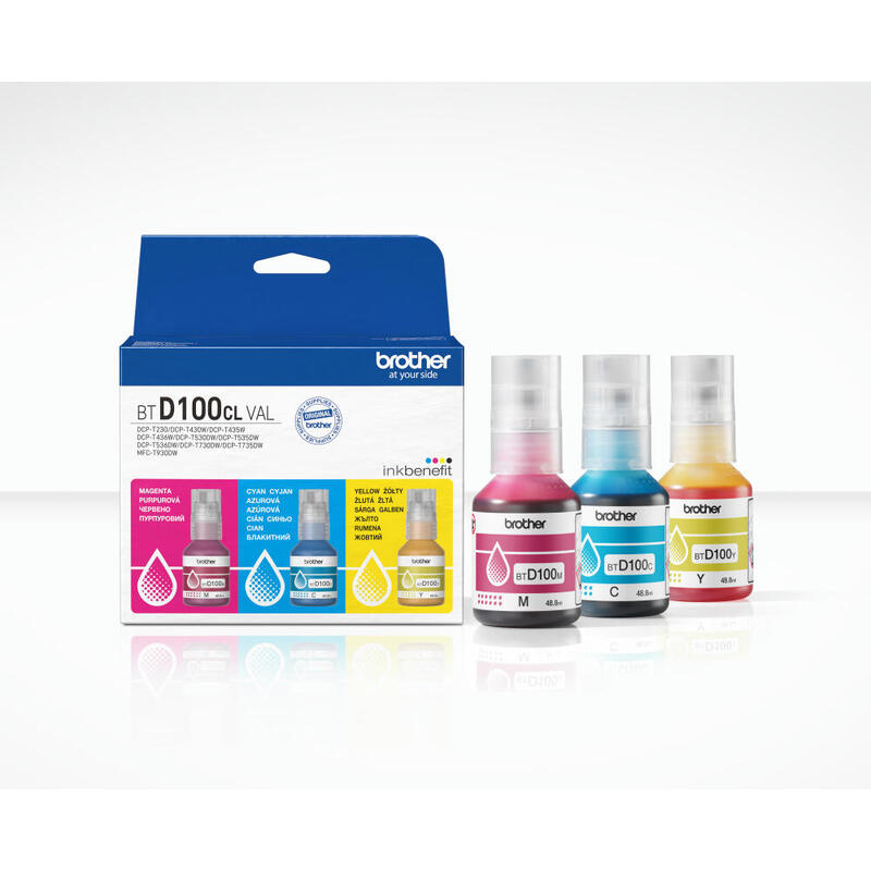 Brother Btd100clval 3 Bottles Value Pack, C M Y