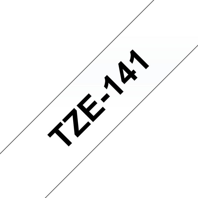 Brother Tze141 Cinta Laminada Generica De Etiquetas - Texto Negro Sobre Fondo Transparente - Ancho 18mm X 8 Metros