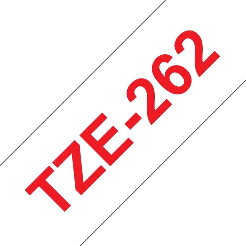 Brother Tze262 Cinta Laminada Generica De Etiquetas - Texto Rojo Sobre Fondo Blanco - Ancho 36mm X 8 Metros