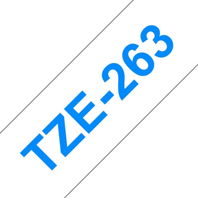Brother Tze263 Cinta Laminada Generica De Etiquetas - Texto Azul Sobre Fondo Blanco - Ancho 36mm X 8 Metros