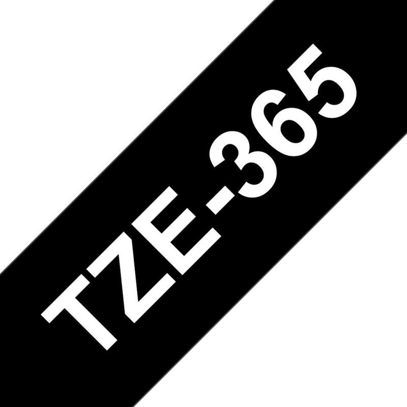 Brother Tze365 Cinta Laminada Generica De Etiquetas - Texto Blanco Sobre Fondo Negro - Ancho 36mm X 8 Metros