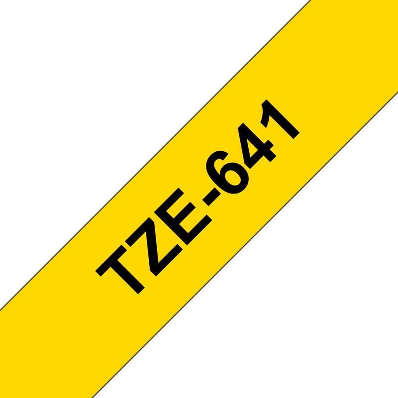 Brother Tze641 Cinta Laminada Generica De Etiquetas - Texto Negro Sobre Fondo Amarillo - Ancho 18mm X 8 Metros
