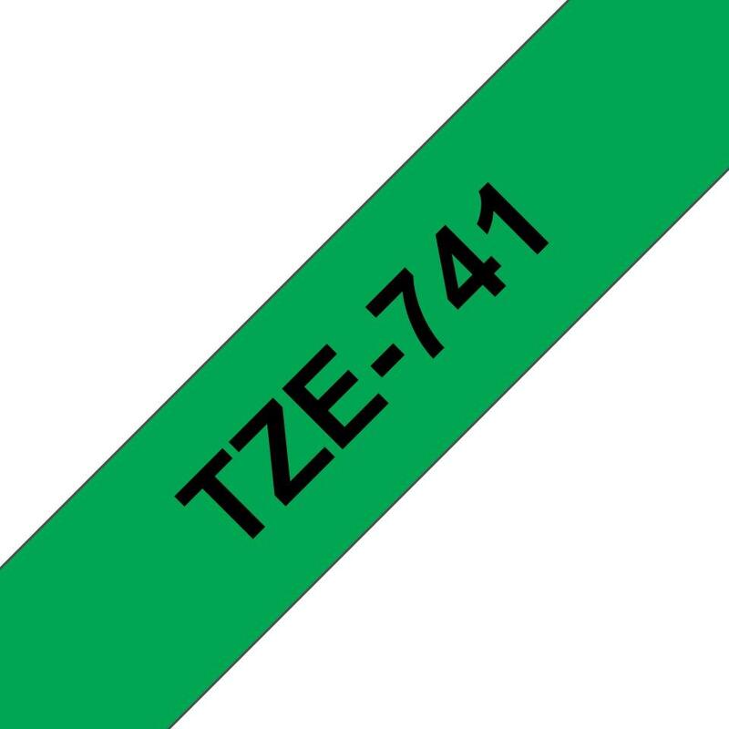Brother Tze741 Cinta Laminada Generica De Etiquetas - Texto Negro Sobre Fondo Verde - Ancho 18mm X 8 Metros