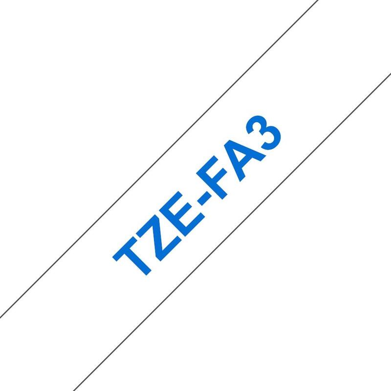 Brother Tzefa3 Cinta Textil Generica De Etiquetas - Texto Azul Sobre Fondo Blanco - Ancho 12mm X 3 Metros