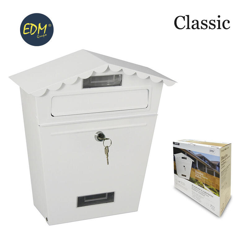 Buzon De Acero Modelo Classic Blanco 295 X 105 X 355 Mm