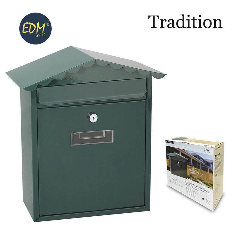 Buzon De Acero Modelo Tradition Verde 260 X 90 X 355 Mm
