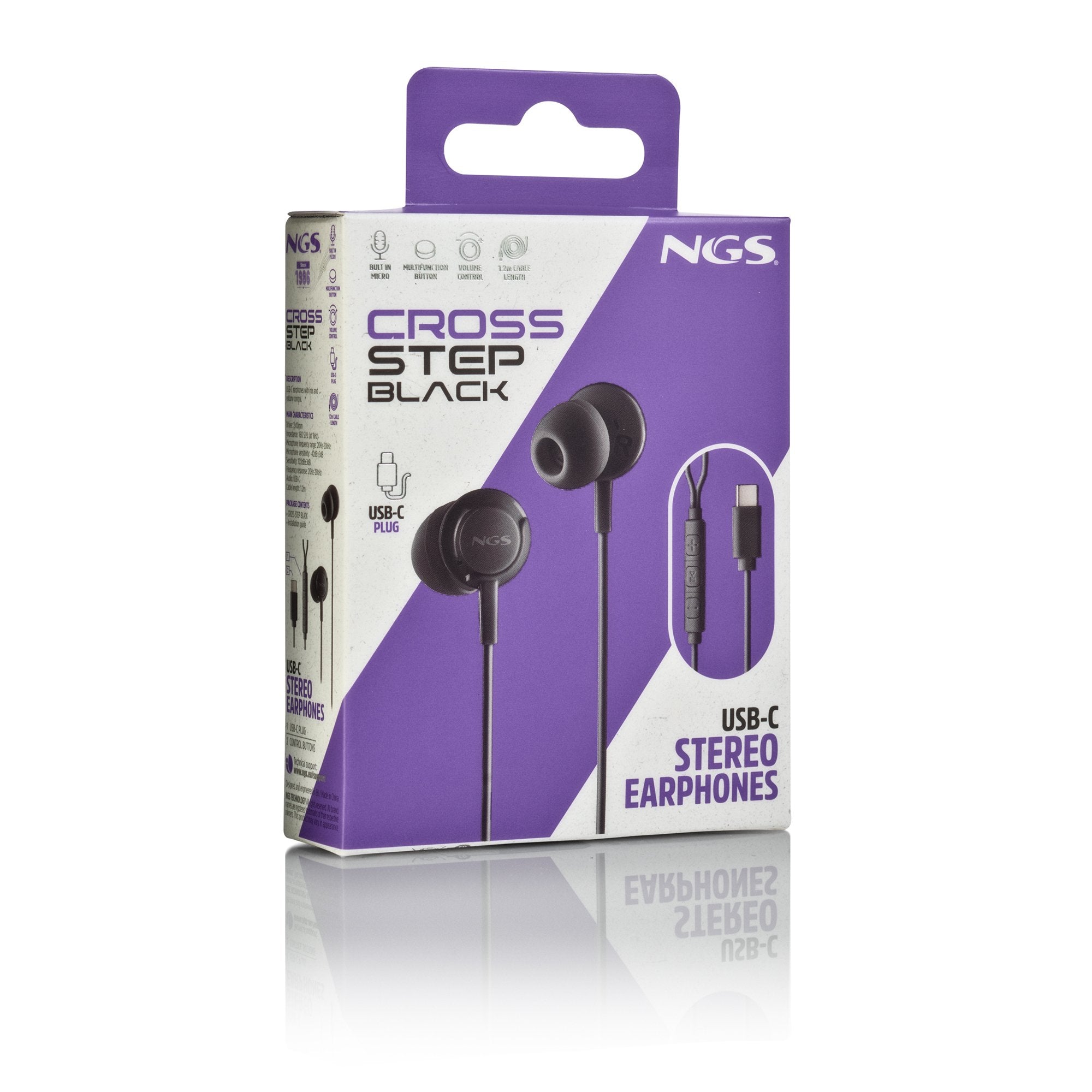 EAN 8435430627275 - NGS CROSS STEP Auriculares Alámbrico Dentro de oído Llamadas/Música USB Tipo C Negro imagen 6
