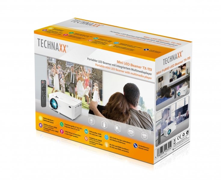 EAN 4260358123554 - Technaxx TX-113 videoproyector Proyector de alcance estándar 1800 lúmenes ANSI LCD 1080p (1920x1080) Blan imagen 10