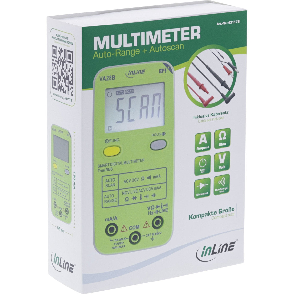 Inline® Multimeter With Auto-Range And Autoscan, Pocket Size