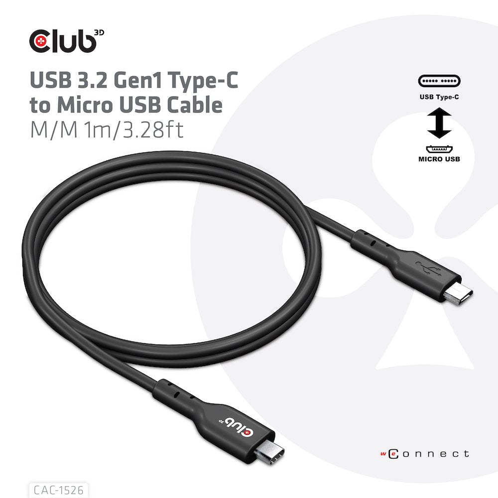 EAN 8719214471903 - CLUB3D CAC-1526 cable USB USB 3.2 Gen 1 (3.1 Gen 1) 1 m USB C Micro-USB B Negro imagen 3