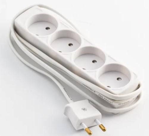 3-Way Power Stripno Earth, 1,5m White