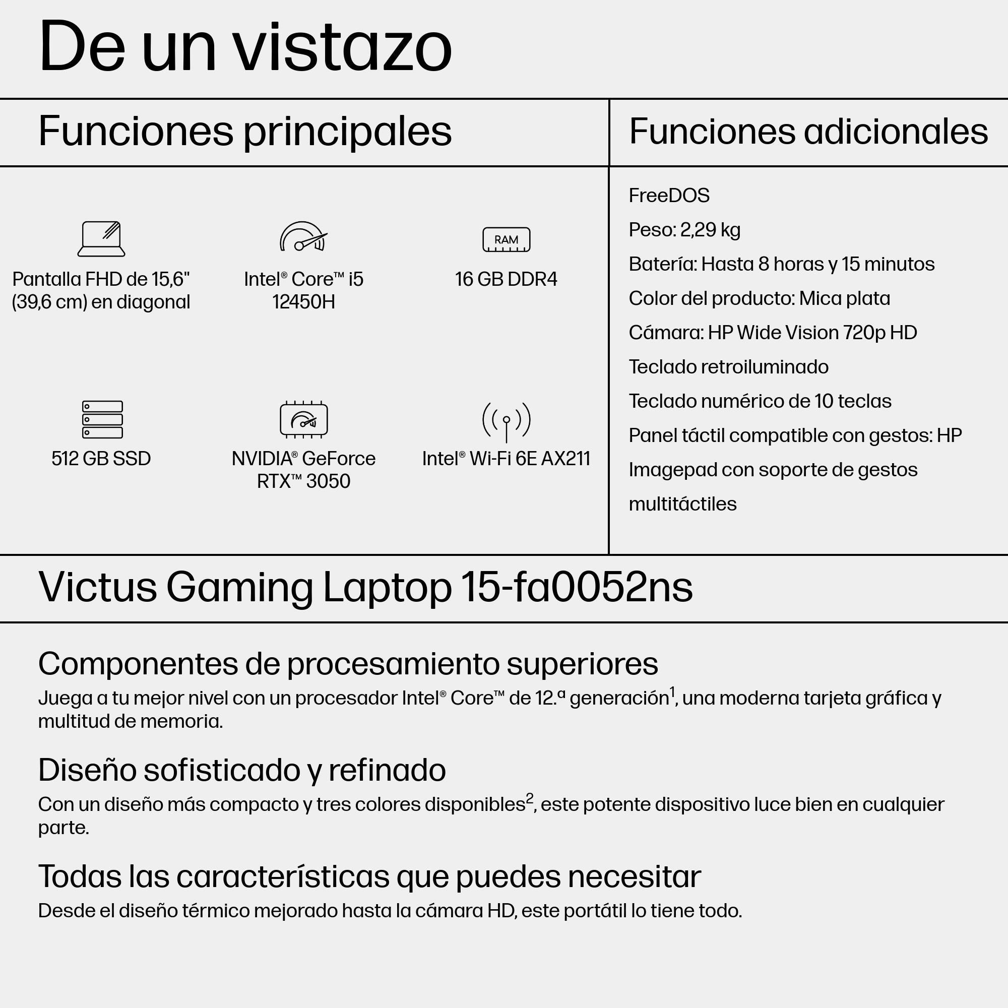 EAN 0197497183139 - HP Victus Gaming Victus 15-fa0052ns Intel® Core™ i5 i5-12450H Portátil 39,6 cm (15.6") Full HD 16 GB DDR4 imagen 4