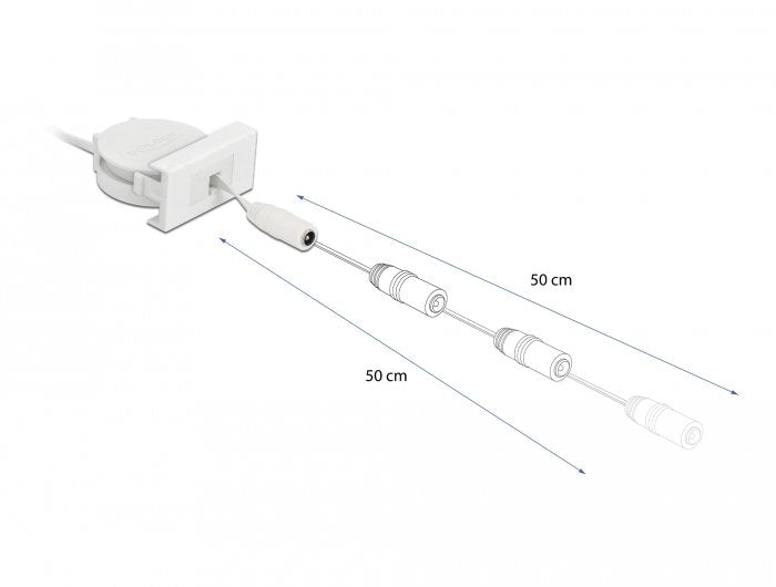 Delock Cable Retráctil De Alimentación Del Módulo Easy 45 Dc 5,5 X 2,1 Mm Hembra / Hembra Blanco