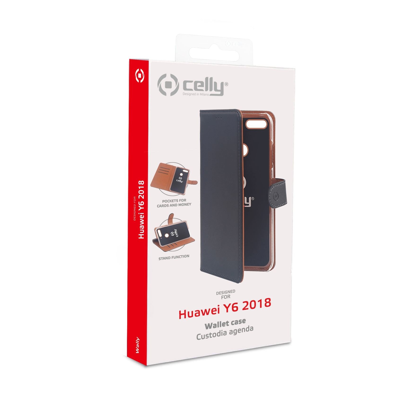 Case Celly Huawei Y6 2018 Wallet Case Black Wally755